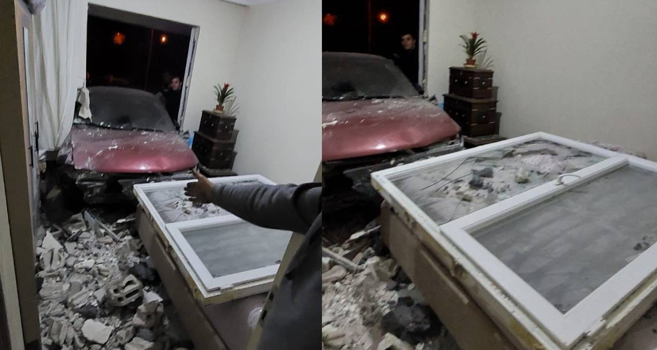 Erzurum’da Kontrolden Çıkan Otomobil Evde Büyük Hasara Yol Açtı