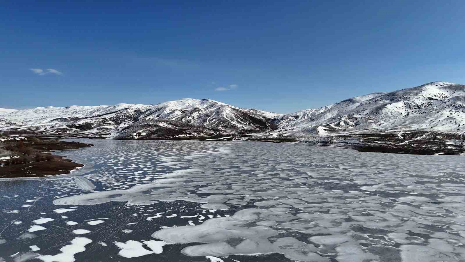 Sivas’ta Kış Manzarası: Yıldız Gölü’nün Buzla Kaplı Yüzeyinde Yürüyüş