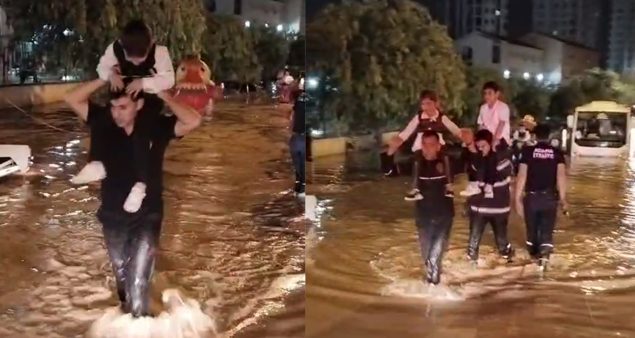 Adana’da Şiddetli Yağış Sonucu Serviste Mahsur Kalan Çocuklar Kurtarıldı
