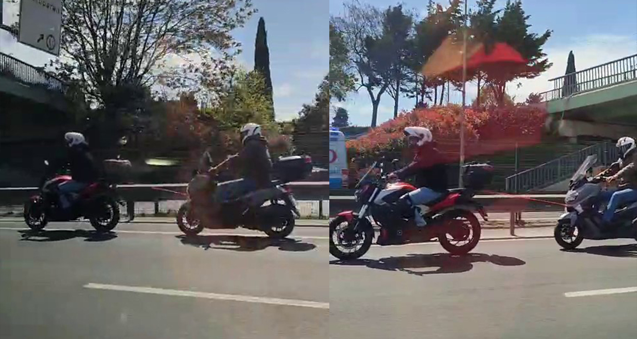 E-5 Karayolunda Tehlikeli Anlar: Arızalı Motosiklet İple Çekildi