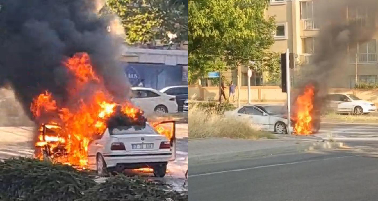 Tekirdağ Çorlu’da LPG’li Otomobil Alevlere Teslim Oldu