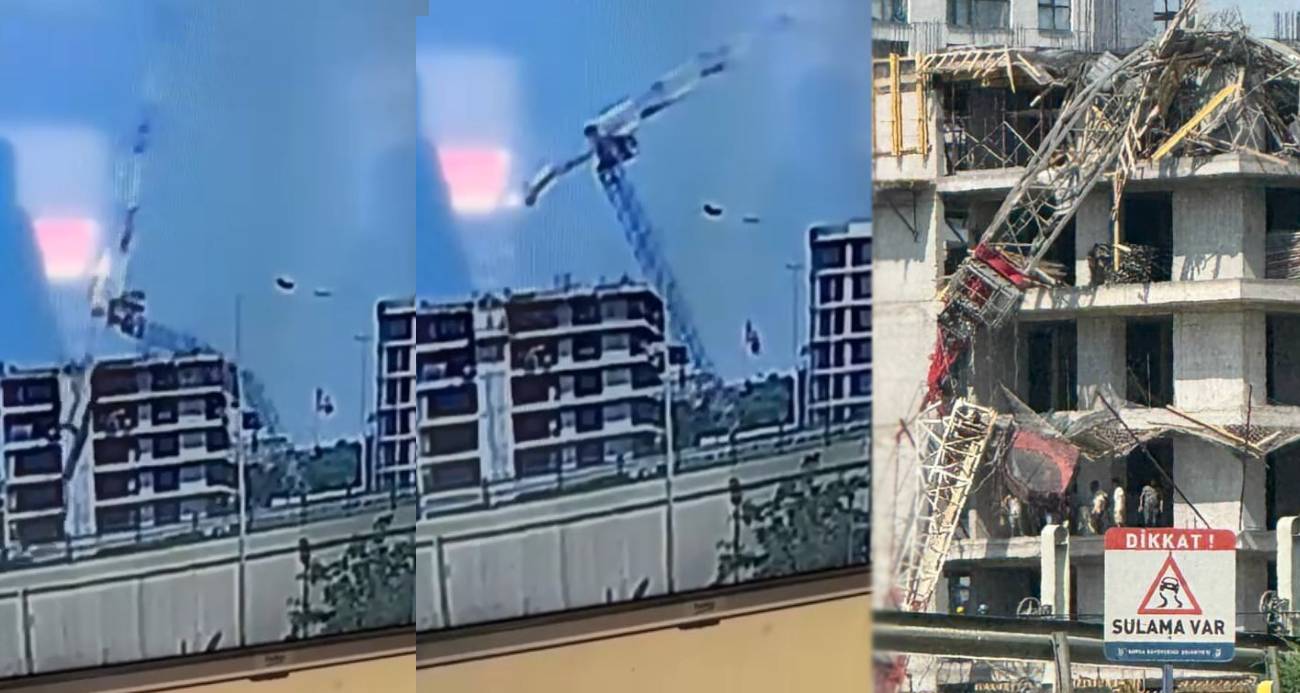 Bursa’da İnşaat Vincinin Devrildiği An Güvenlik Kamerasında