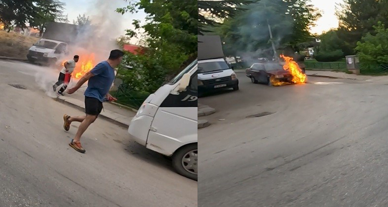 Eskişehir’de Tofaş Marka Araç Kask Kamerasında Yanarken Kaydedildi