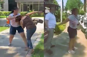 Kocasını Başka Bir Kadınla Yakalayıp Saçından Sürükleyen Kadın