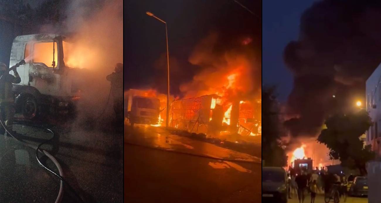 Bursa Osmangazi’de Park Halindeki Kamyon ve Tırlar Kül Oldu