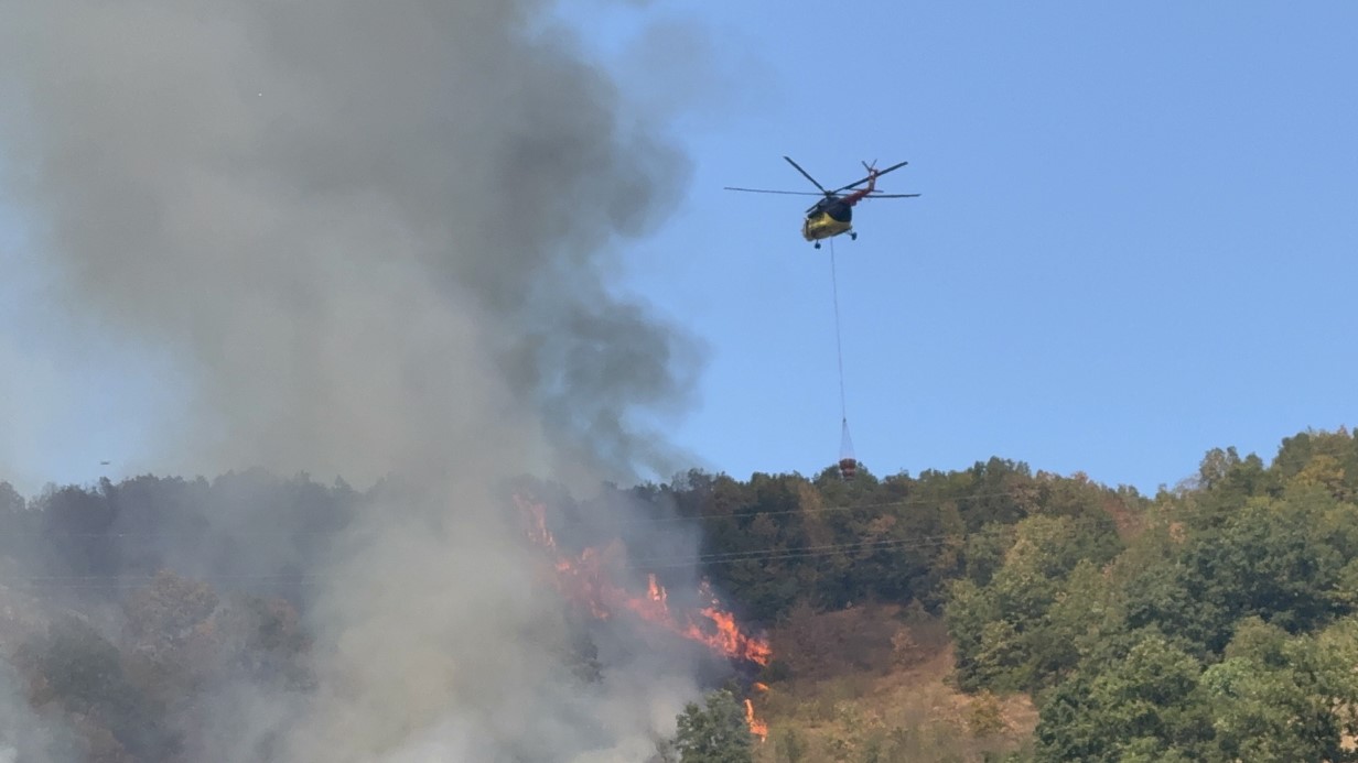 Düzce’de Orman Yangını Kontrol Altına Alınmaya Çalışılıyor