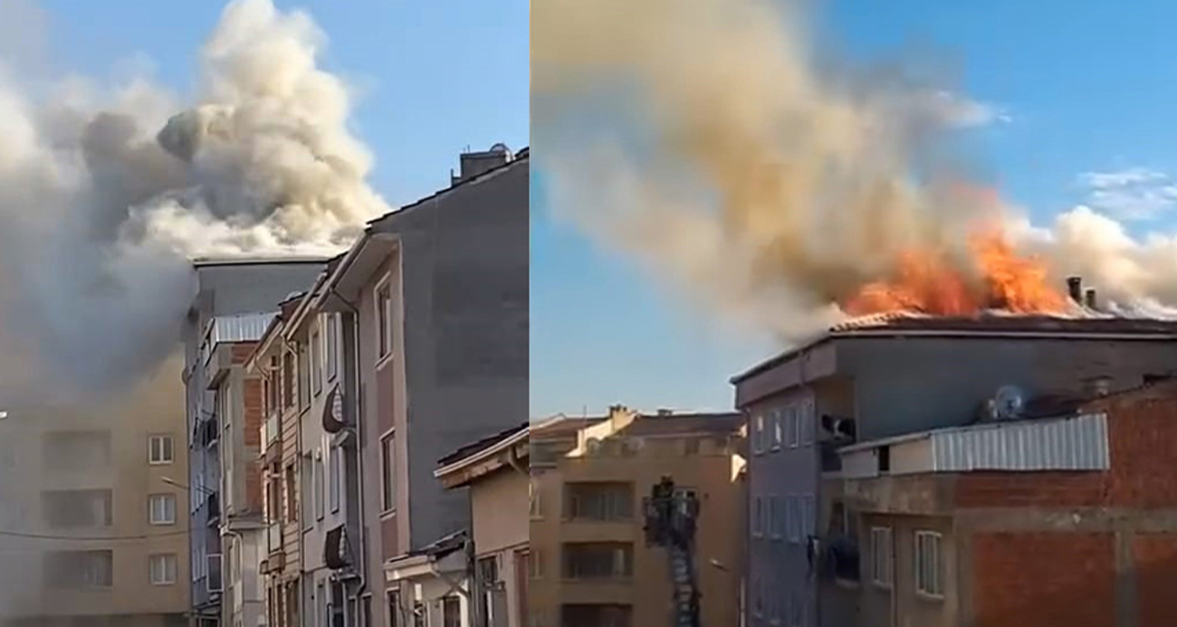 Bursa İnegöl’de Apartman Çatısında Yangın Paniği
