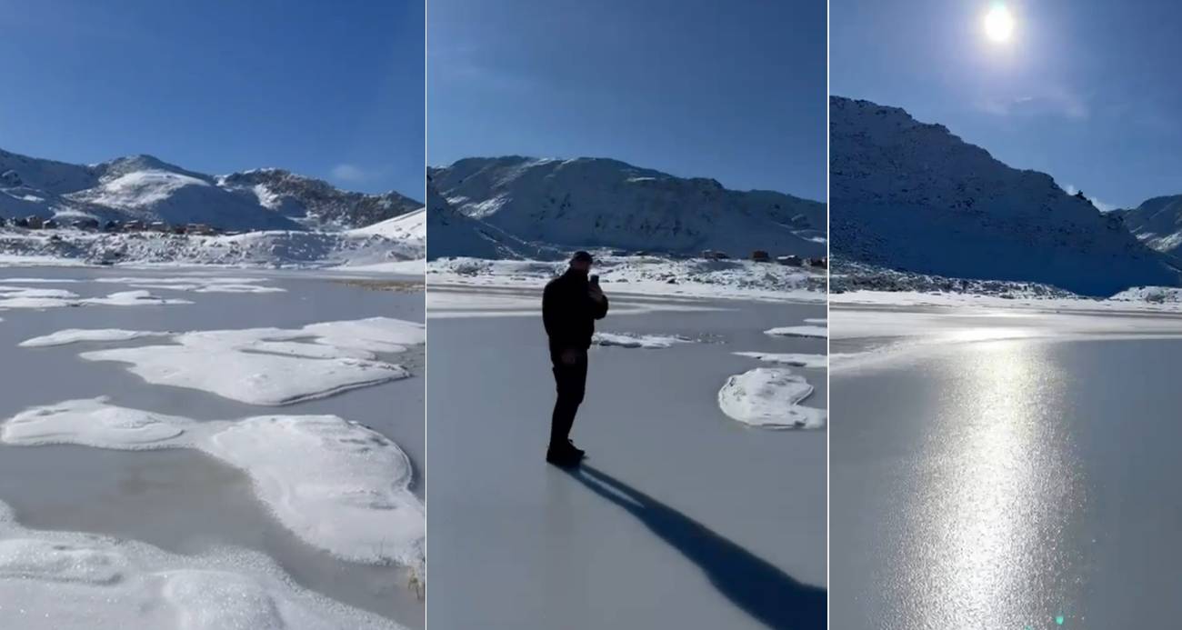 Rize’de Kışın Güzelliği: Adalı Göl Buzla Kaplandı