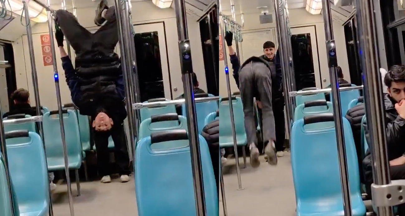 Bursa Metroda Gençlerin Tehlikeli Hareketleri Görüntülendi