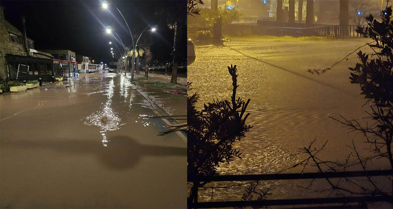 İzmir Yeni Foça’da Şiddetli Yağışlar Nedeniyle Dereler Taştı, Su Baskınları Meydana Geldi
