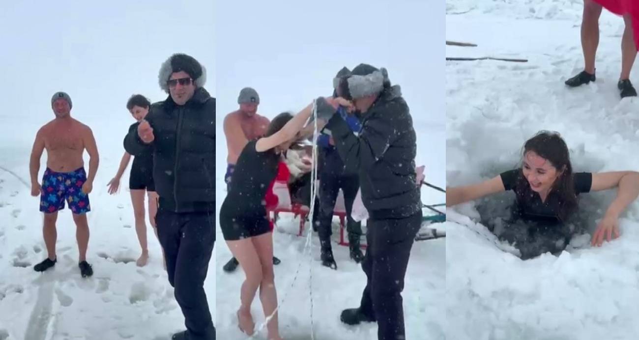 Kars’taki Çıldır Gölü’nde Buz Gibi Sulara Cesur Dalış