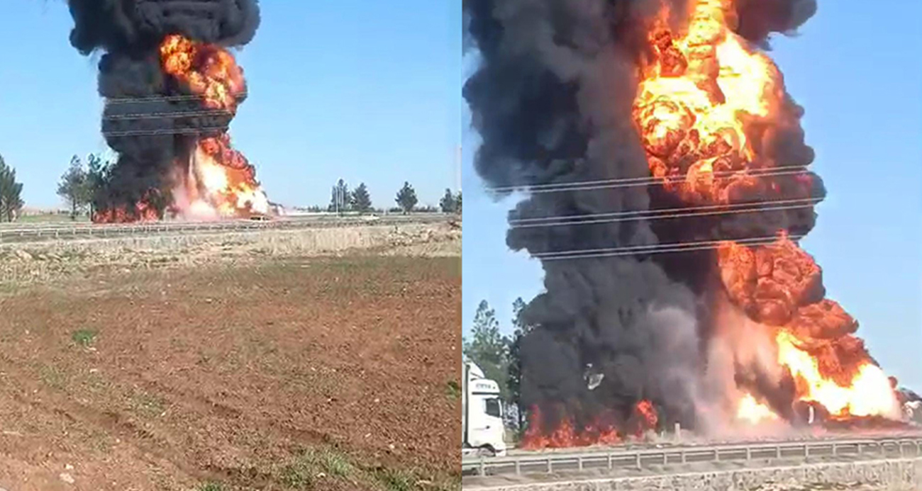 Şanlıurfa Viranşehir’de Yakıt Tankeri Devrildi: Yangın Çıktı, 1 Yaralı