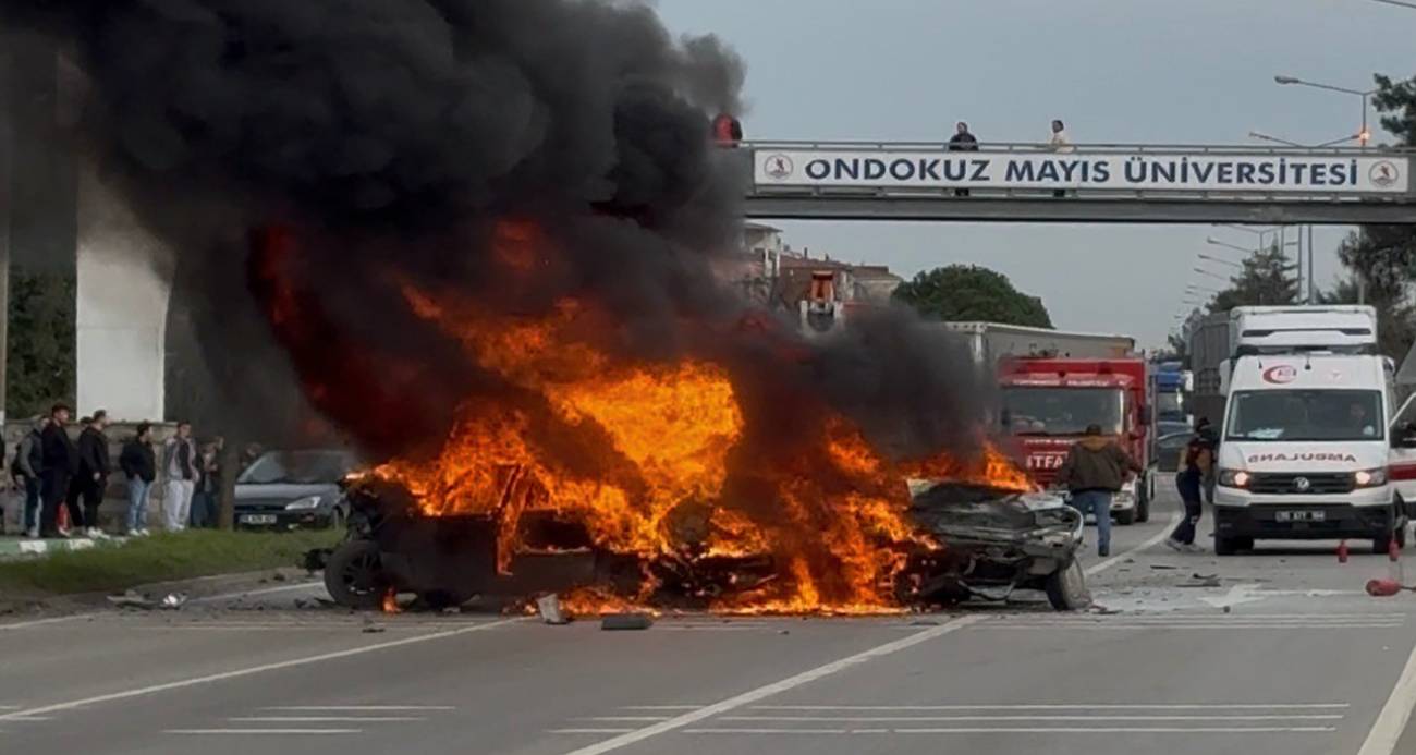 Samsun Çarşamba’da Zincirleme Kaza: 3 Araç Ateş Topuna Döndü, 4 Yaralı