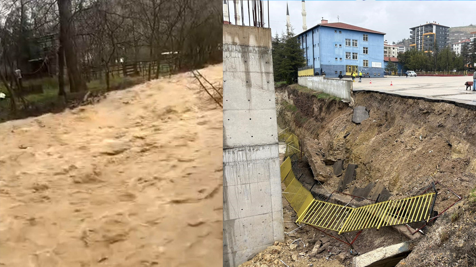 Başkentte Şiddetli Yağışlar Hayatı Olumsuz Etkiledi: Okul Duvarı Çöktü, Dereler Taştı