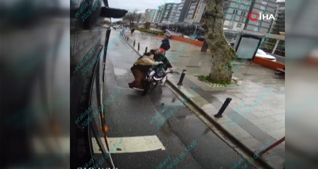 Küçükçekmece’de İETT otobüsünden inen yolcuya motosiklet çarptı
