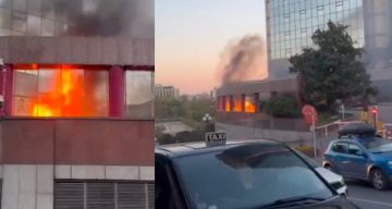 Şişli’de plaza otoparkındaki elektrikli otomobil alevlere teslim oldu