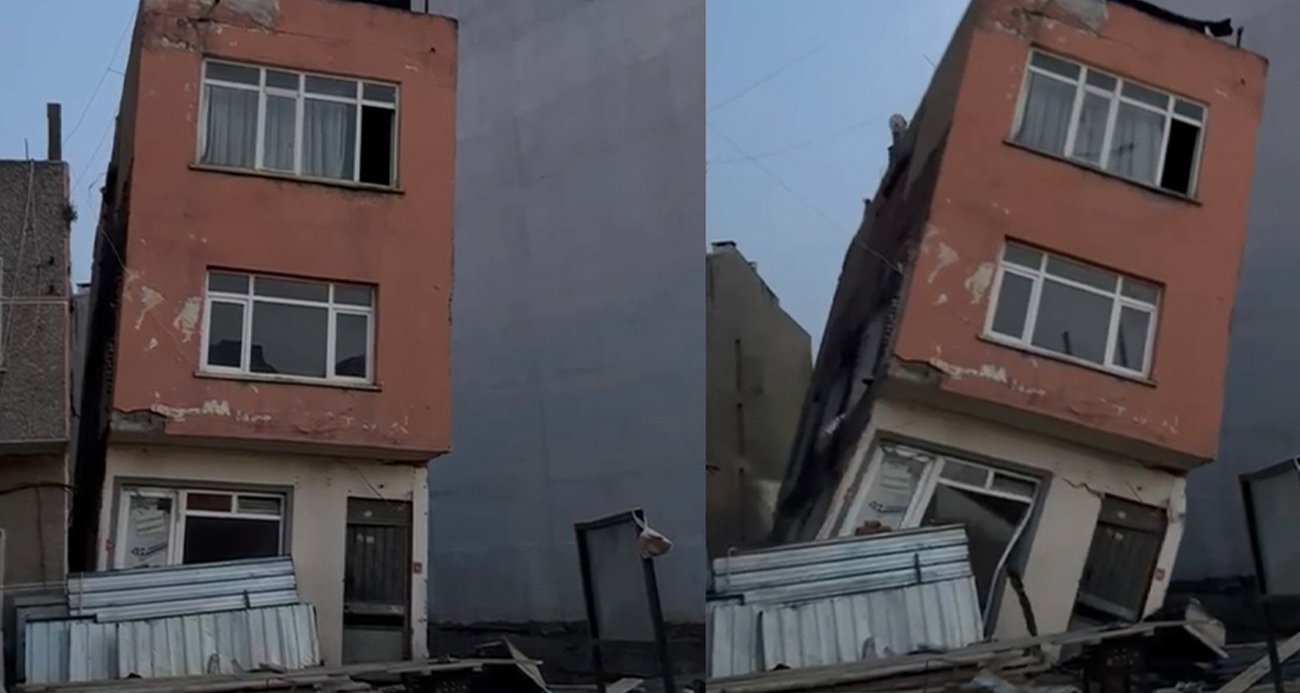 Erdek’te inşaat kazısı sırasında temeli zarar gören 2 katlı bina yıkıldı