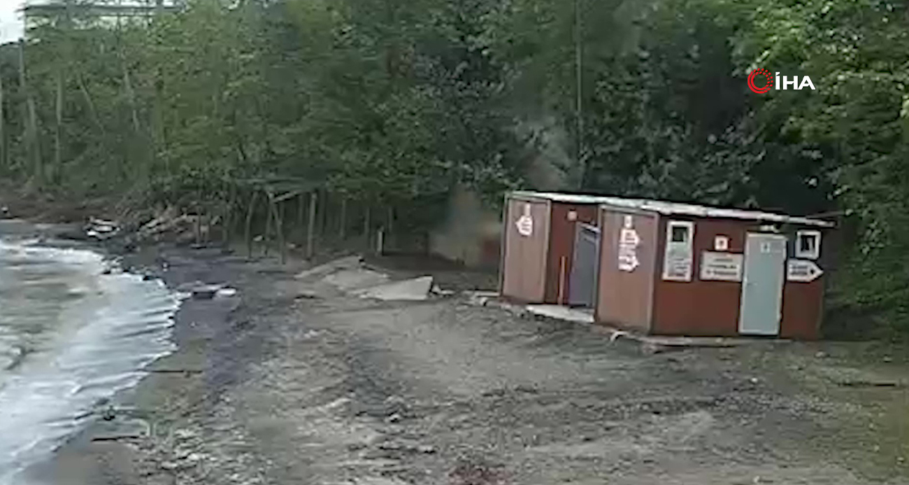 Kediye çarpmamak için manevra yapan aracın plaja uçtuğu kaza kamerada