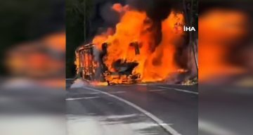 Sarıyer’de İETT otobüsü alev topuna döndü