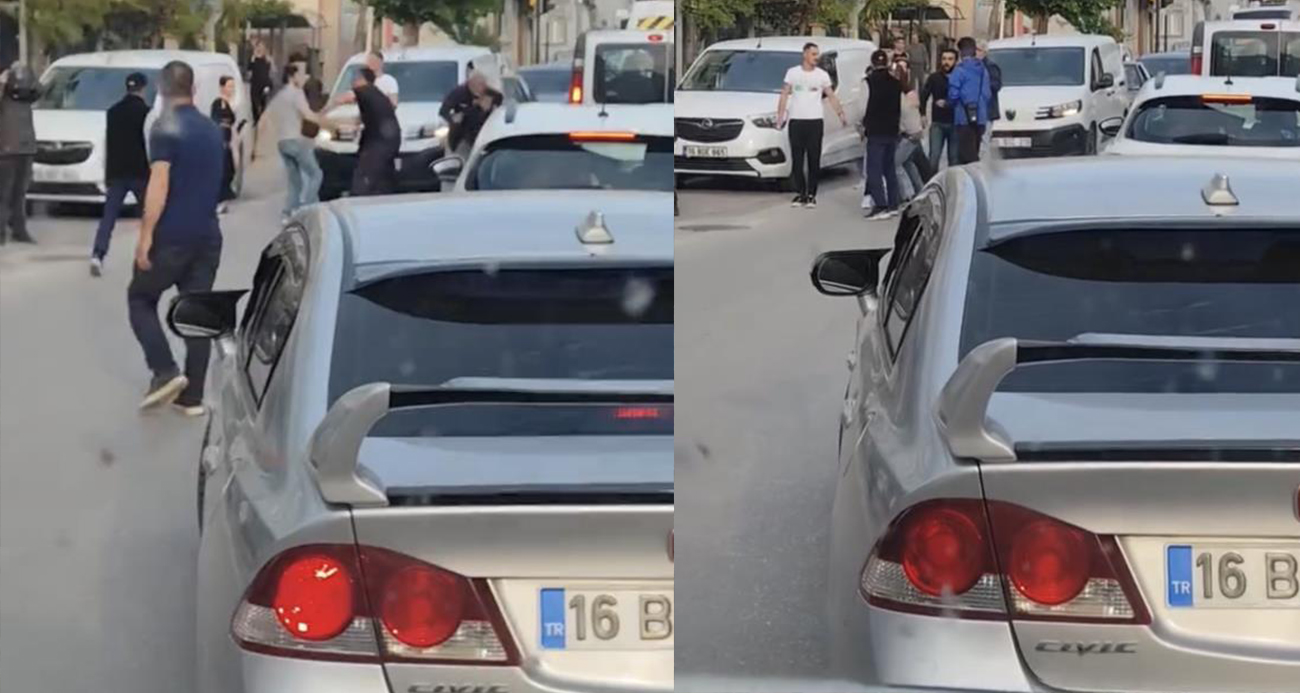 Trafikte döner bıçaklı kavga kamerada
