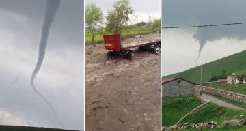 Kars’ta sel ve hortum paniği: Evleri su bastı, hortum anı kamerada