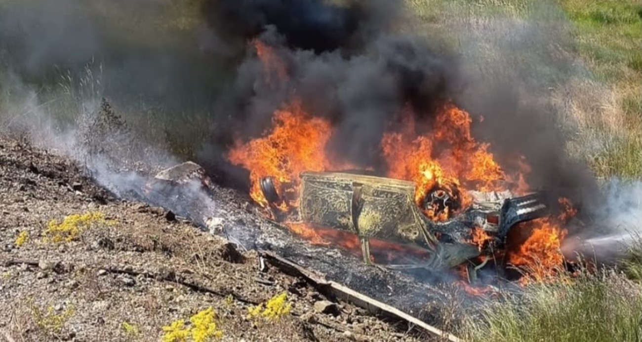 Kütahya’da takla atan otomobil alev aldı: 5 yaralı