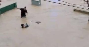 Sel sularına kapılan yaşlı adamı son anda kurtardılar