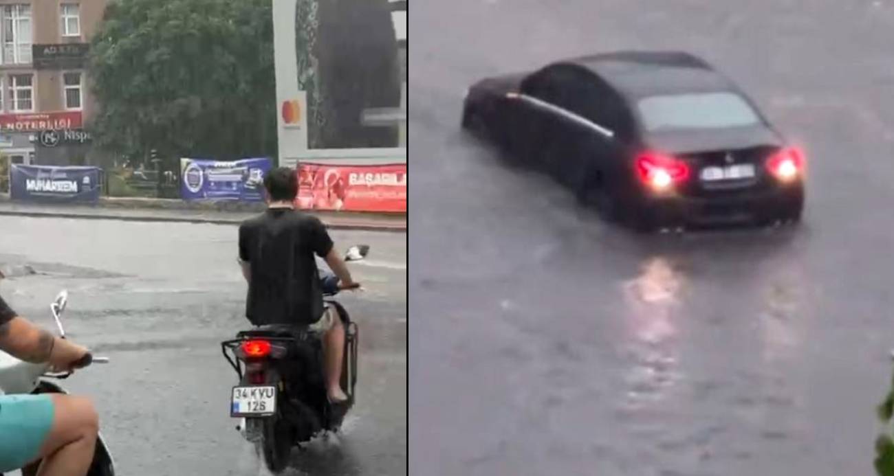 Avrupa yakasında sağanak etkili oldu: Yollar göle döndü, araçlar suda ilerleyemedi