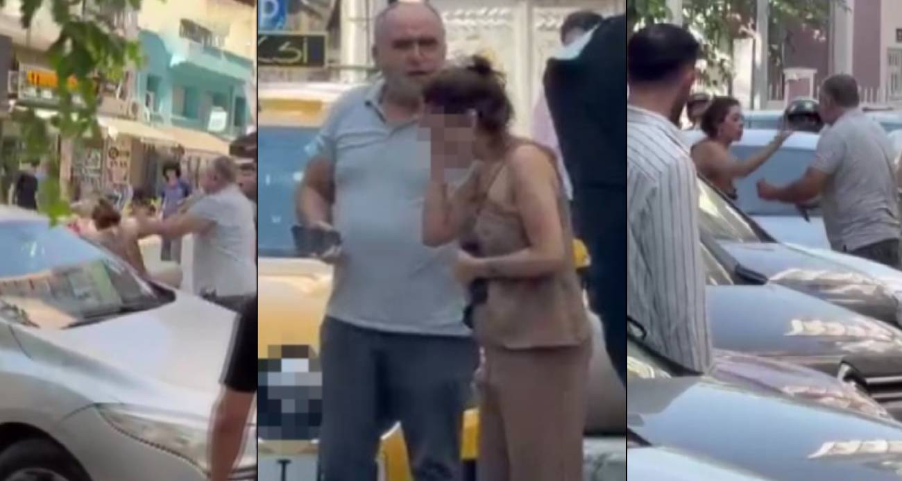 İzmir’de taksici ile vatandaş arasındaki ’güzergah’ kavgası kamerada