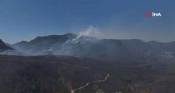 Alanya’daki orman yangınında mücadele ikinci gününde: Bölge dron ile görüntülendi