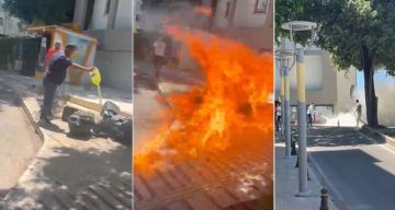 İşletme sahibi 800 bin lira ceza yemesine sebep olan ses sistemini belediye önünde benzin döküp yaktı