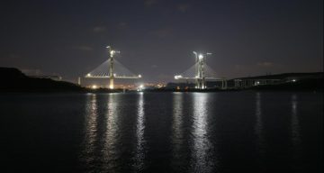 Kanal İstanbul’un ilk köprüsü geceyi aydınlatıyor