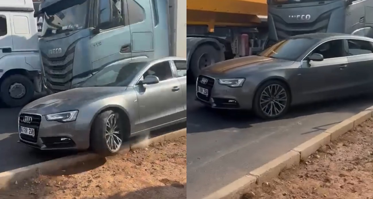 Kaza sonrası korku dolu anlar: Tır şoförü, camını kıran sürücünün aracına çarpıp kaçtı