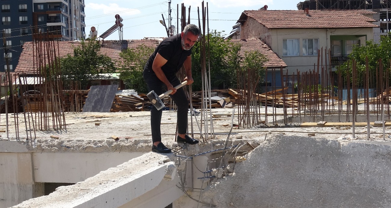 Malatya’da müteahhit kalitesiz beton nedeniyle kendi inşaatını ihbar etti