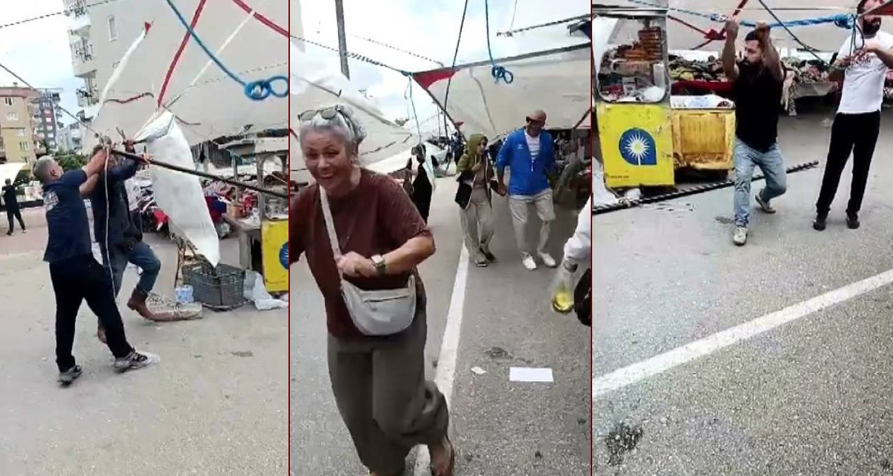 Antalya’da şiddetli rüzgar semt pazarını vurdu
