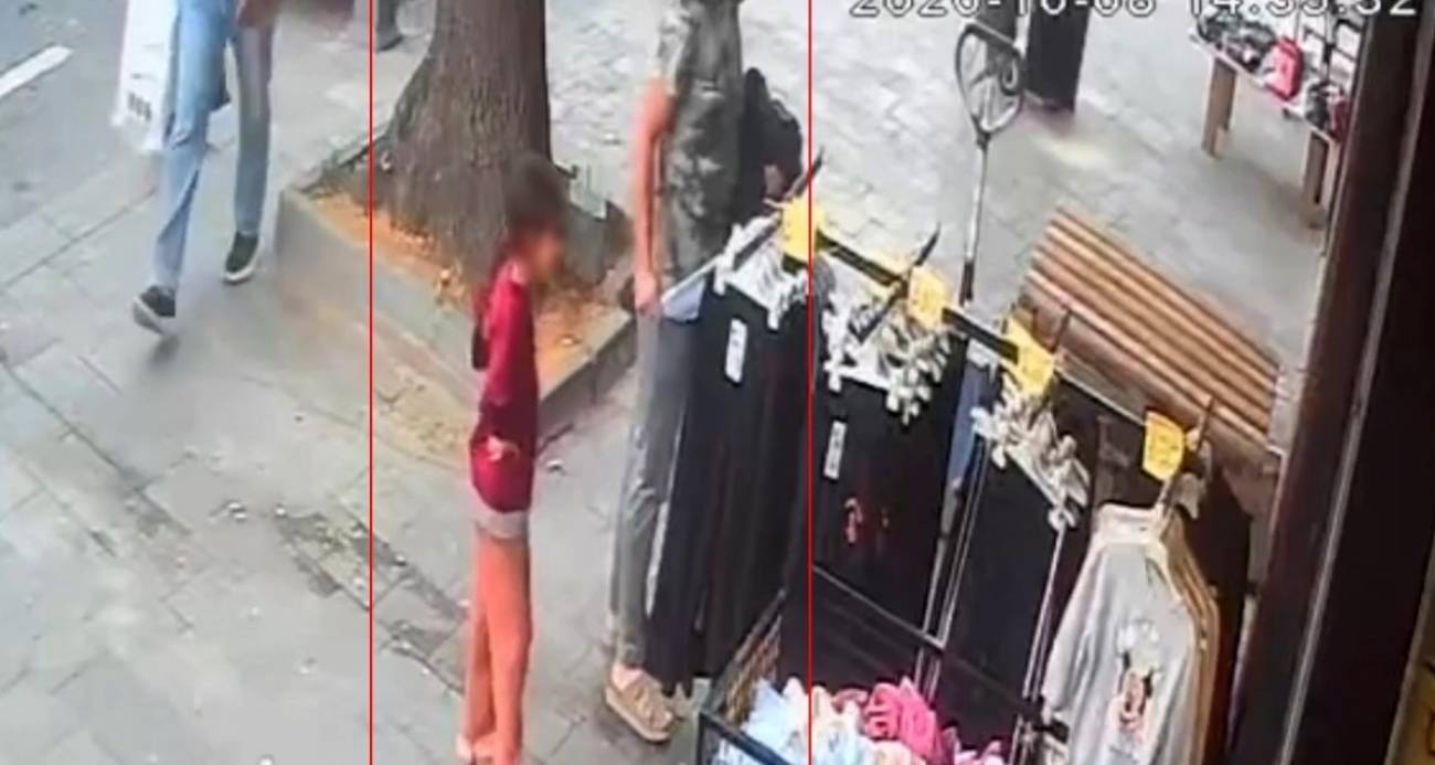 Arnavutköy’de bir şahıs küçük çocukla girdiği mağazadan kıyafet çaldı