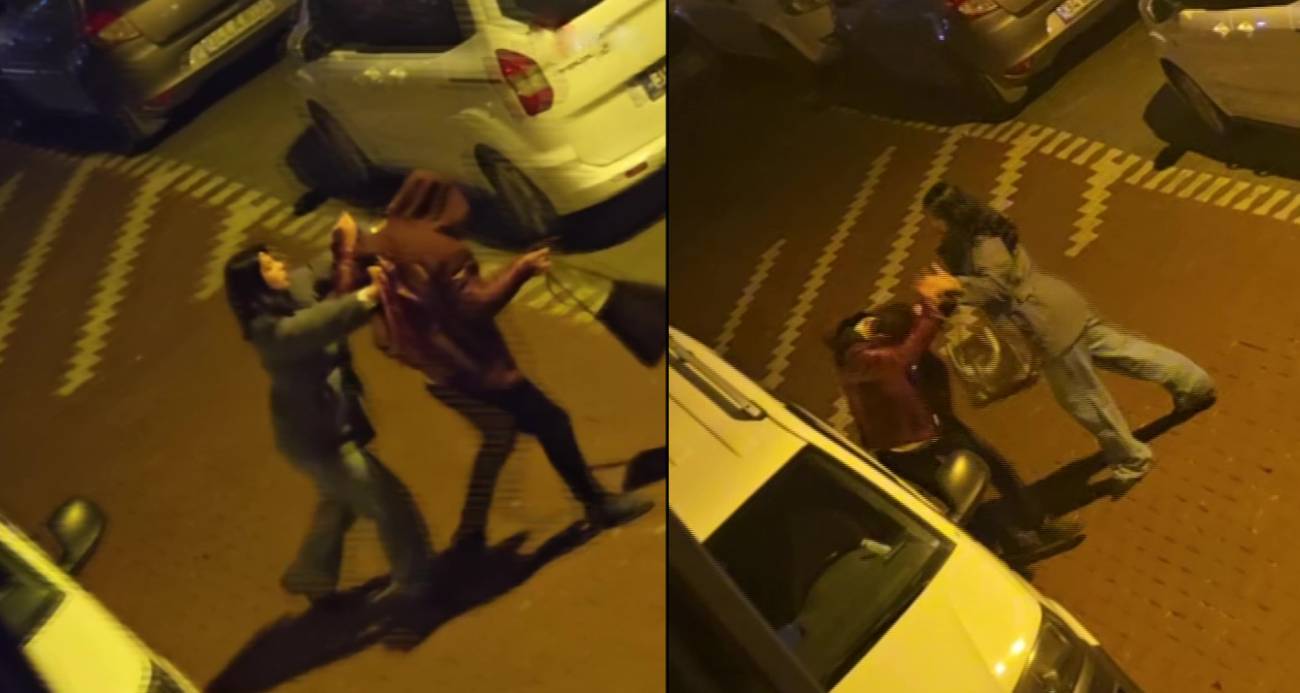 Esenyurt’ta bir kadın sokak ortasında bir erkeği darbetti