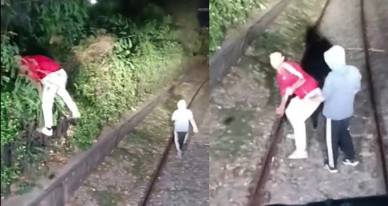 Hareket halindeki trenin önünü kestiler, içeri alınmayınca treni taşladılar