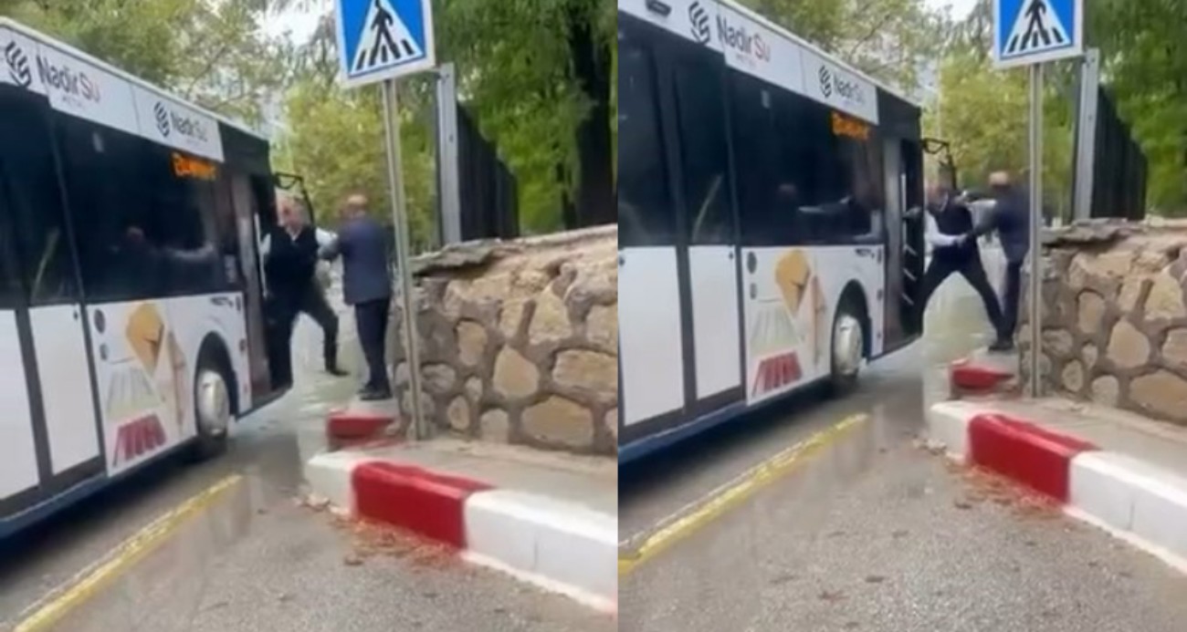 Otobüs şoförü ile kavga eden şahıs şemsiye ile saldırdı