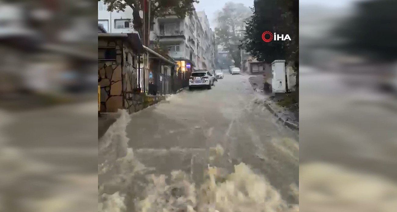 Sarıyer’de şelaleyi andıran görüntüler kamerada