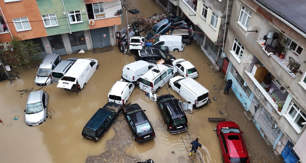 Sarıyer’de selin yol açtığı hasar havadan görüntülendi